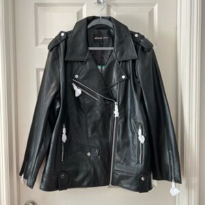 River Island Black Vegan Leather Biker Jacket